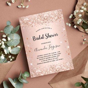 bridal shower rose gold confetti invitation