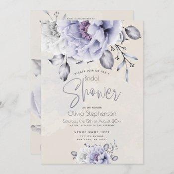 bridal shower | rustic lilac and alabaster peony invitation