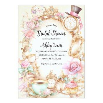 Bridal Shower Tea Invitaton, Alice Tea Party Invitation Front View