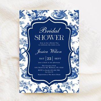 bridal shower tea party blue chinoiserie invitation