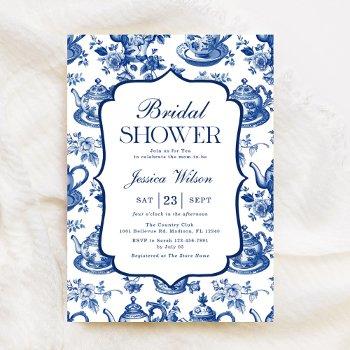 bridal shower tea party blue white chinoiserie invitation