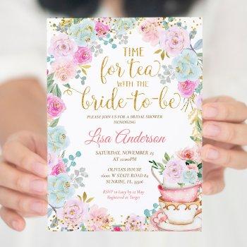 bridal shower tea party floral invitation