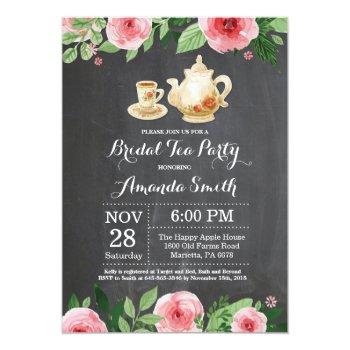 Bridal Shower Tea Party Invitation Chalkboard Front View