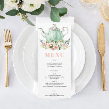 bridal shower tea party menu invitation