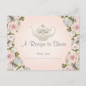 bridal shower tea party recipe rose pretty floral postcard