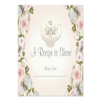 Bridal Shower Tea Party Recipe Rose Pretty Floral Postcard Front View