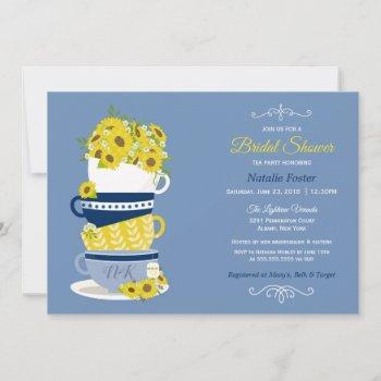 bridal shower tea party sunflowers | blue & yellow invitation