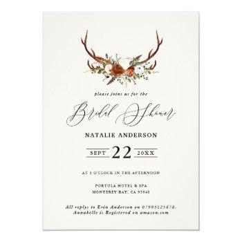 Bridal Shower Terracotta Stag Elegant Rustic Flora Invitation Front View