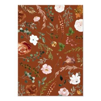 Bridal Shower Terracotta Stag Elegant Rustic Flora Invitation Front View