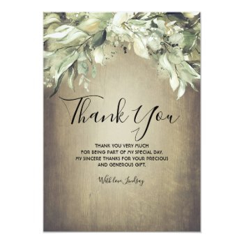 Bridal Shower Thank You Small Card - Greenery Front View
