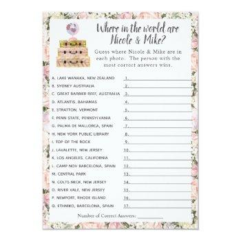 Bridal Shower Travel Game Invitation Front View