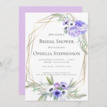 bridal shower | violet anemone floral bouquets invitation