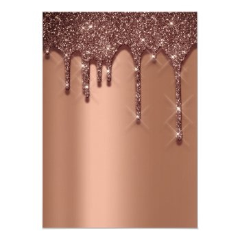 Bridal Shower Wedding Birthday Brown Coopper Drips Invitation Front View
