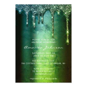 Bridal Shower Wedding Birthday Tropical Green Drip Invitation Front View