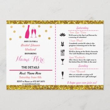 bridal shower weekend itinerary champagne invite