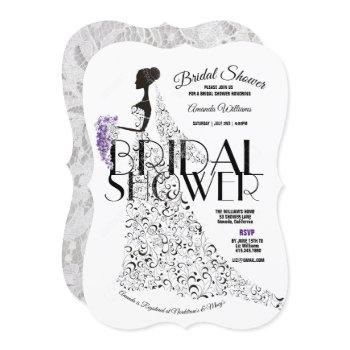 bride beautiful lacy dress flowers bridal shower  invitation