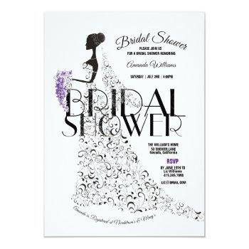 Bride Beautiful Lacy Dress Flowers Bridal Shower Invitation Front View