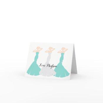 bride & co bridesmaids teal wedding bridal party thank you card