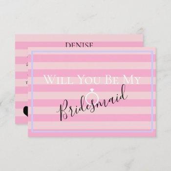 bride co pink will you be my bridesmaid moh party invitation