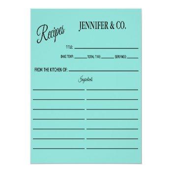 Bride Kitchen Bridal Shower Party Recipe Card Front View