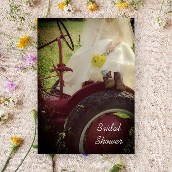 bride on tractor country farm bridal shower invitation