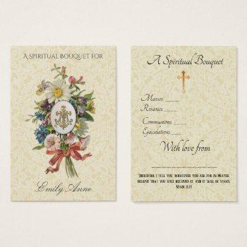 bride spiritual bouquet prayer holy card.         