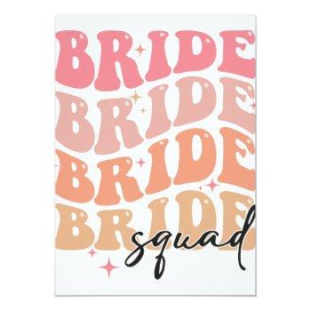 Bride Squad Groovy Theme Bridal Shower Bachelorett Card Front View