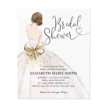 bride wedding gown budget bridal shower invitation
