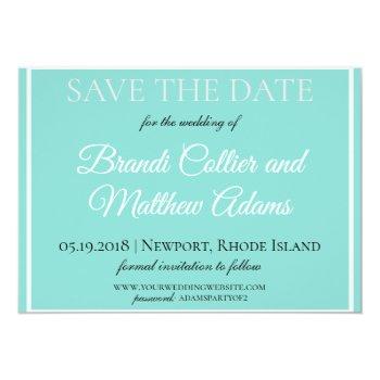 Bride & Wedding Suite Elegant Teal Blue Save The Date Front View