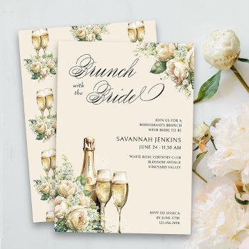 Bridesmaid Brunch With The Bride Champage Roses Invitation Front View