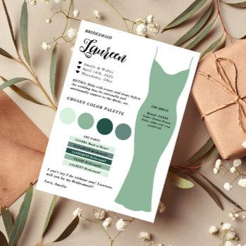 bridesmaid info card template proposal card 