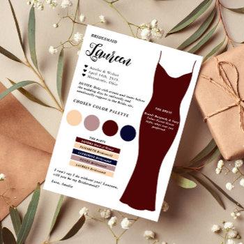 bridesmaid info card template proposal card