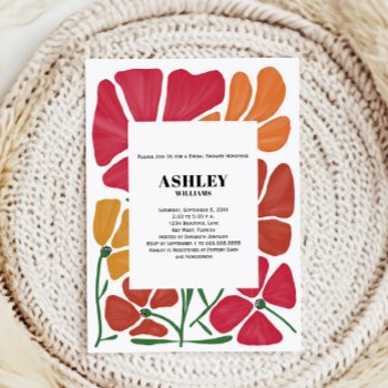 bright & colorful nouveau floral bridal shower invitation