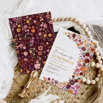 bright fall garden flowers bridesmaids luncheon invitation