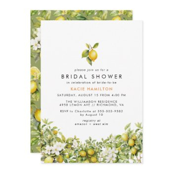bright lemon floral | cute casual bridal shower invitation