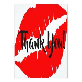 Bright Red Lipstick Big Kiss Thank You Postcard Front View