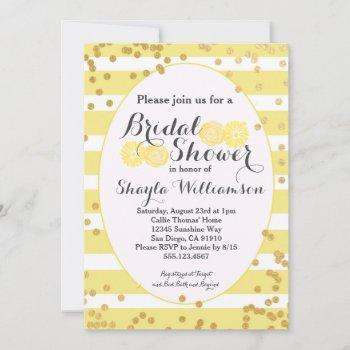 bright yellow and gold bridal shower invitation