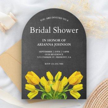 bright yellow tulip flowers bridal shower invitation