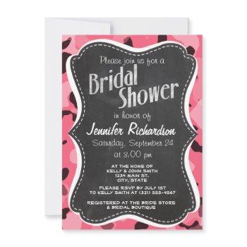 brink pink camo; camouflage; retro chalkboard invitation