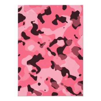 Brink Pink Camo; Camouflage; Retro Chalkboard Invitation Front View