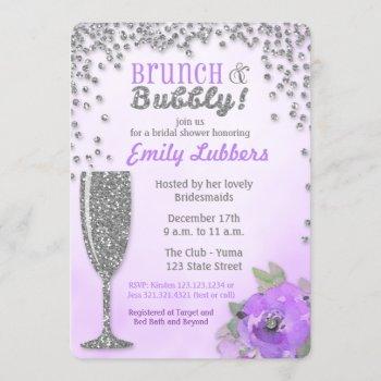 brunch and bubbly bridal shower glitter invitation