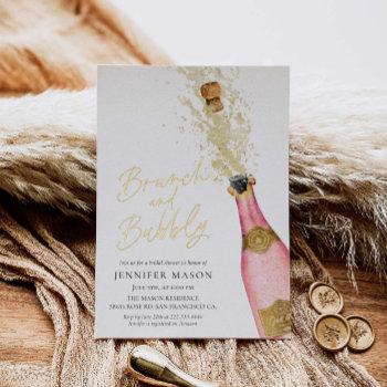 brunch and bubbly champagne bridal shower foil invitation
