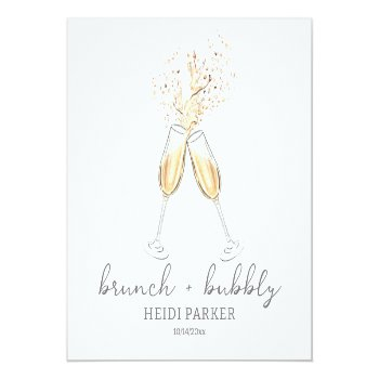Brunch And Bubbly Champagne Toast Bridal Shower Square Paper Coaster Front View