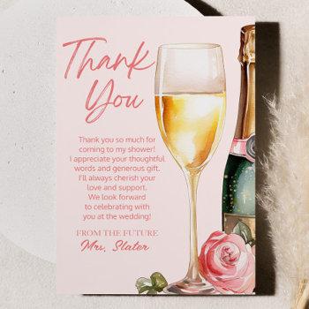 Brunch And Bubbly Mimosa Champagne Bridal Shower  Thank You Card Front View