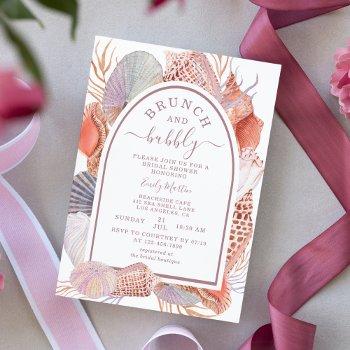 brunch & bubbly beach seashells bridal shower invi invitation