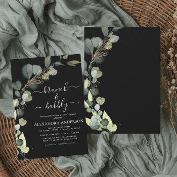 brunch & bubbly bridal shower greenery eucalyptus  invitation