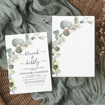 brunch & bubbly bridal shower greenery eucalyptus invitation