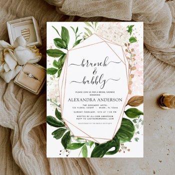 brunch & bubbly bridal shower greenery invitation