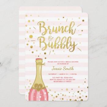 brunch & bubbly bridal shower invitation pink gold