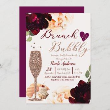 brunch & bubbly champagne rose gold bridal shower invitation